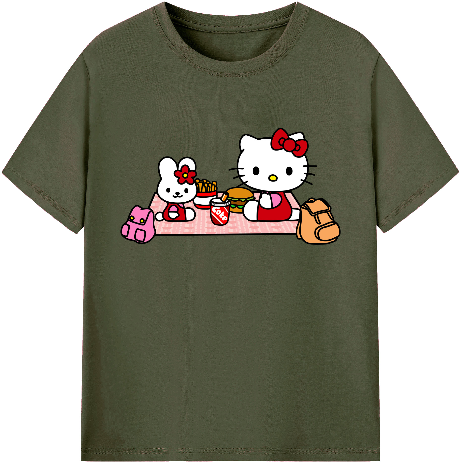 （画像用） Hello Kitty ハローキティ 綿100％ メンズ半袖Tシャツ｜肌触りやわらか＆通気性